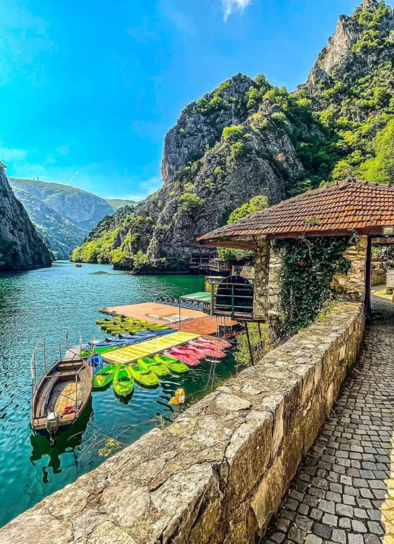 Traditional boats on Lake Matka in Matka Canyon near Skopje
